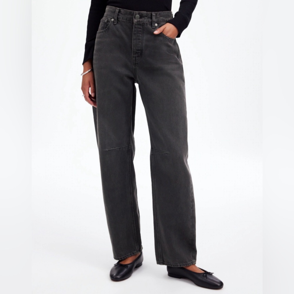 Madewell Womens Black  Darted Barrel-Leg Jean
